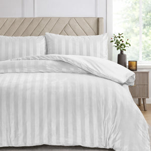 Velosso Oslo Luxury Velvet Stripe Duvet Cover and Pillowcase Set