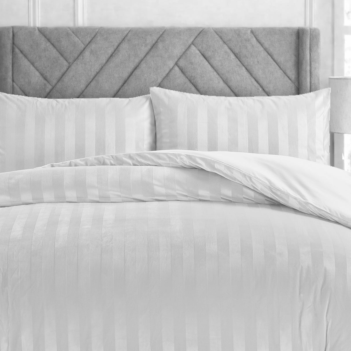 Velosso Oslo Luxury Velvet Stripe Duvet Cover and Pillowcase Set