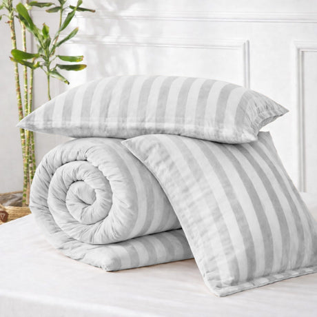 Velosso Oslo Luxury Velvet Stripe Duvet Cover and Pillowcase Set