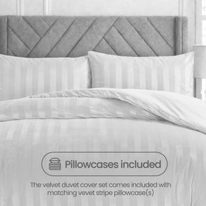 Velosso Oslo Luxury Velvet Stripe Duvet Cover and Pillowcase Set