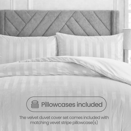 Velosso Oslo Luxury Velvet Stripe Duvet Cover and Pillowcase Set