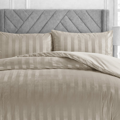 Velosso Oslo Luxury Velvet Stripe Duvet Cover and Pillowcase Set