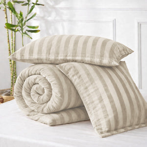 Velosso Oslo Luxury Velvet Stripe Duvet Cover and Pillowcase Set