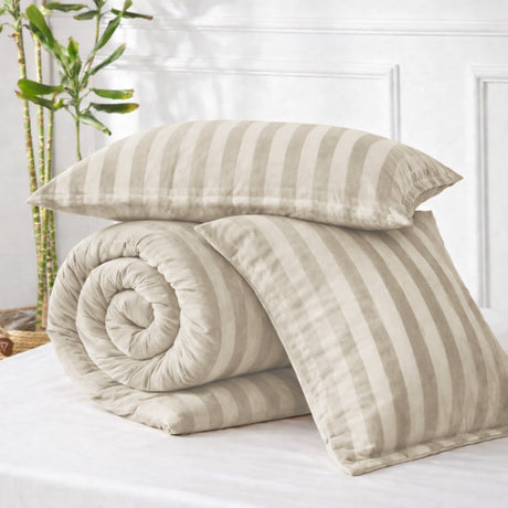 Velosso Oslo Luxury Velvet Stripe Duvet Cover and Pillowcase Set