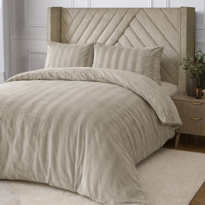 Velosso Oslo Luxury Velvet Stripe Duvet Cover and Pillowcase Set