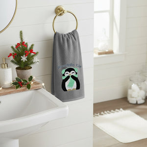 Velosso Penguins Snuggle 2 Pack Christmas Cotton Hand Towels