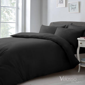 Velosso Microfibre Plain Duvet Cover & Pillowcase Set