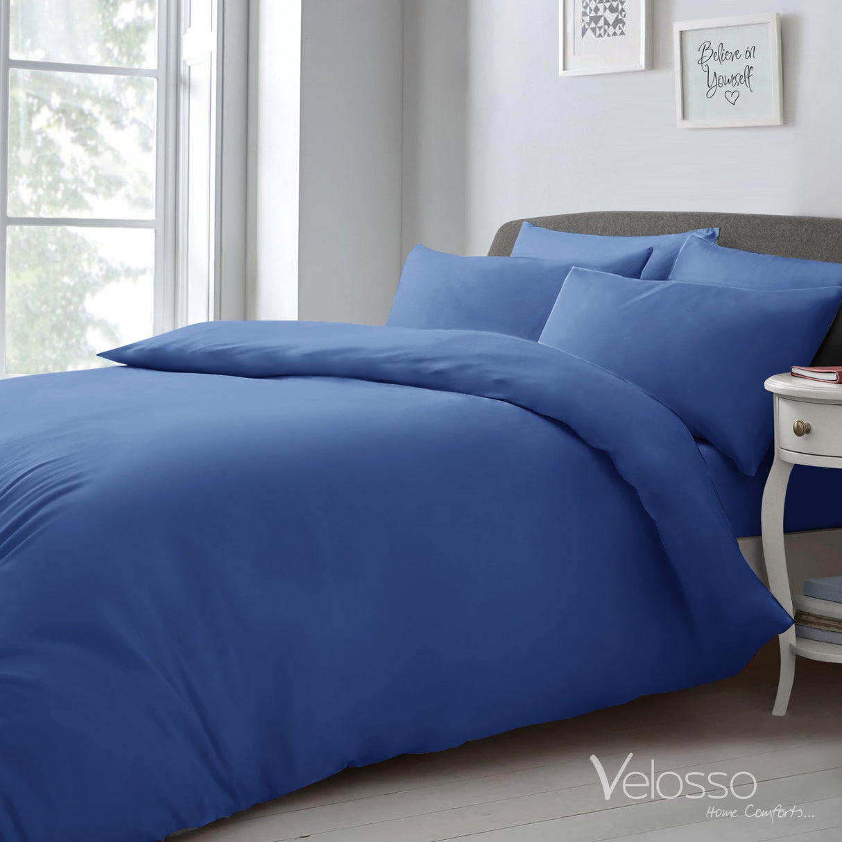 Velosso Microfibre Plain Duvet Cover & Pillowcase Set