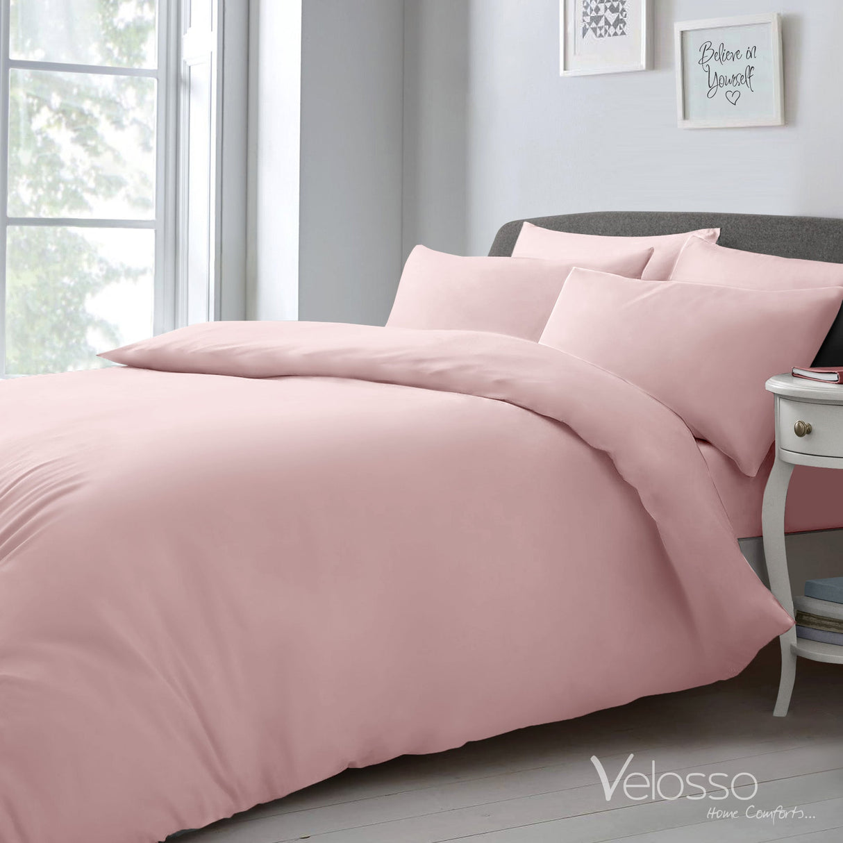 Velosso Microfibre Plain Duvet Cover & Pillowcase Set
