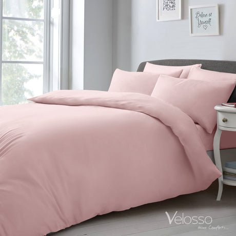 Velosso Microfibre Plain Duvet Cover & Pillowcase Set