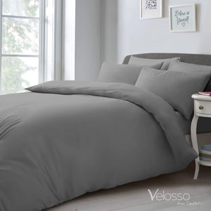 Velosso Microfibre Plain Duvet Cover & Pillowcase Set