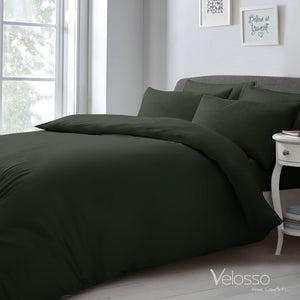 Velosso Microfibre Plain Duvet Cover & Pillowcase Set