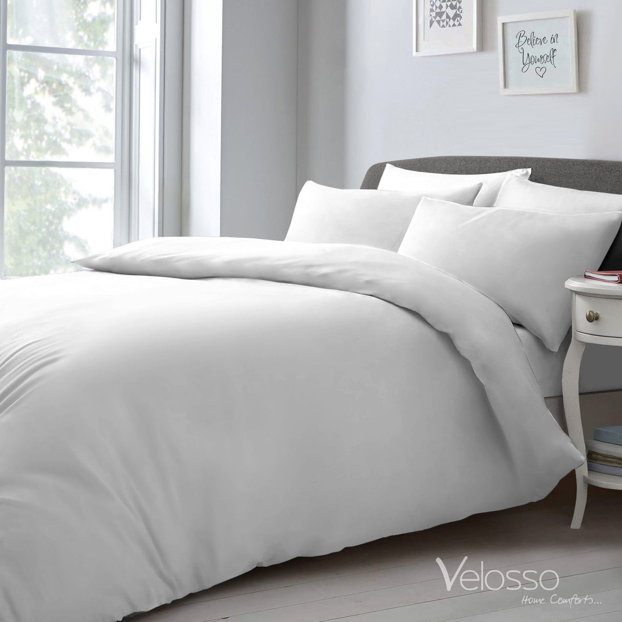 Velosso Microfibre Plain Duvet Cover & Pillowcase Set