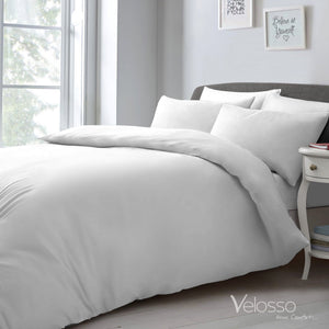 Velosso Microfibre Plain Duvet Cover & Pillowcase Set