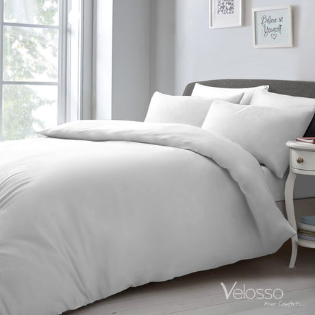 Velosso Microfibre Plain Duvet Cover & Pillowcase Set
