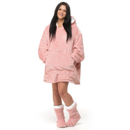Velosso Plain Flannel Sherpa Lined Oversize Hoodie Blanket