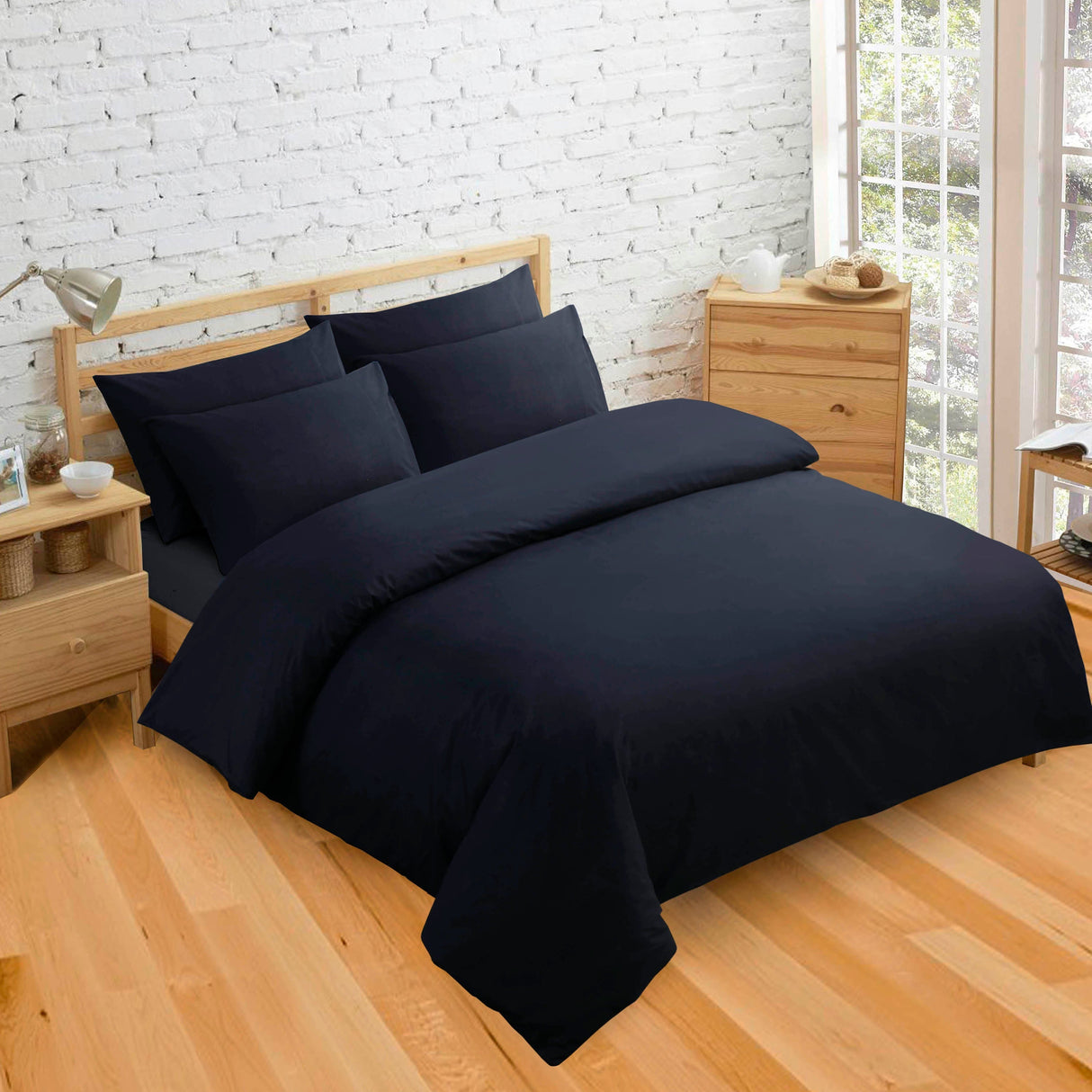 Velosso Plain Dyed Duvet Cover & Pillowcase Set