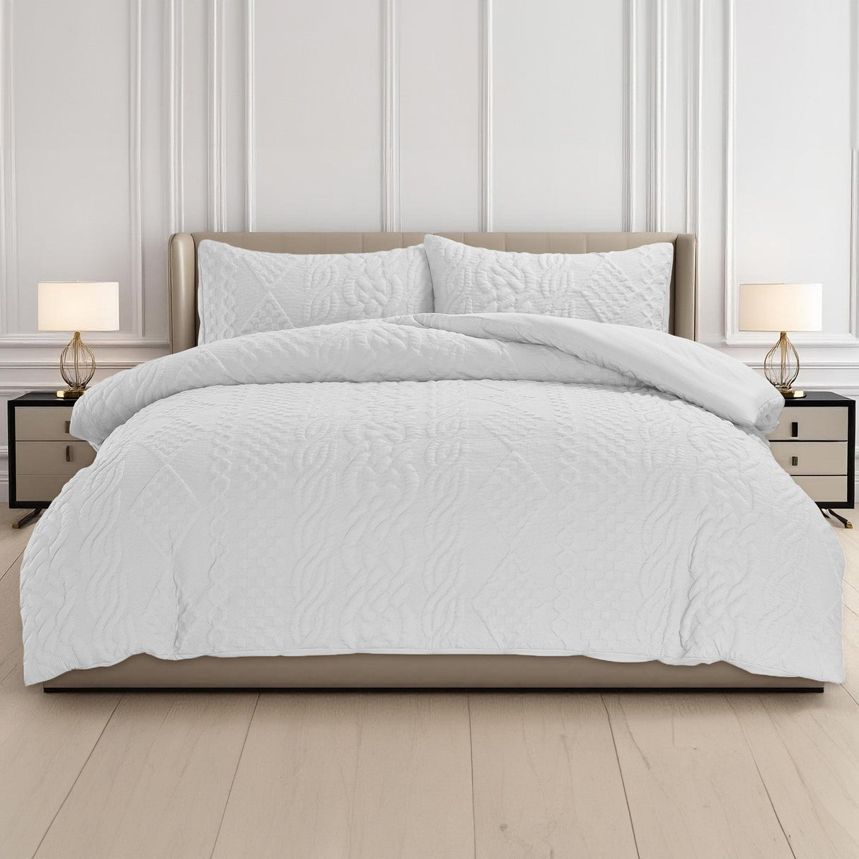 Velosso Quilted Knit Pinsonic Duvet Cover and Pillowcase Set