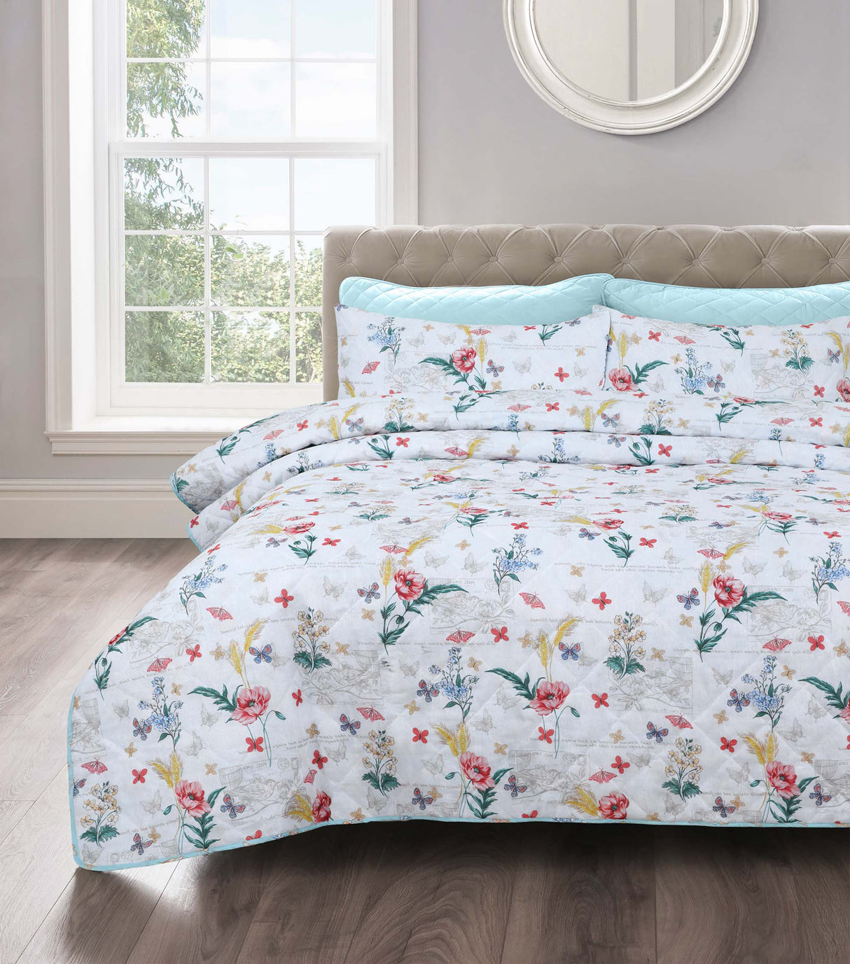 Velosso Sacramento Floral Printed Quilted Bedspread Set