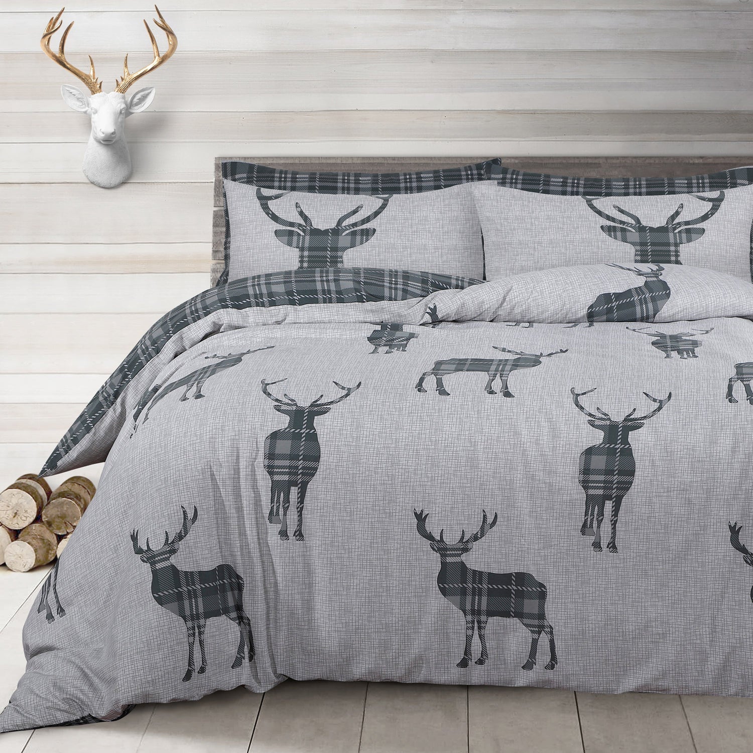 Velosso Stag Reversible Duvet Cover & Pillowcase Set