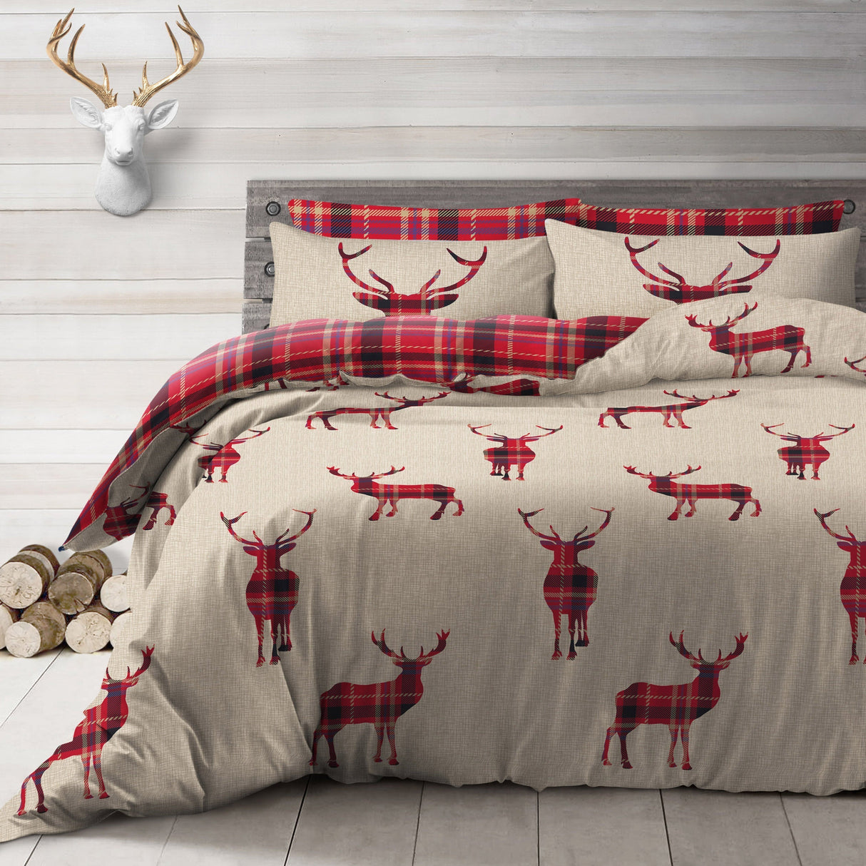 Velosso Stag Reversible Duvet Cover & Pillowcase Set