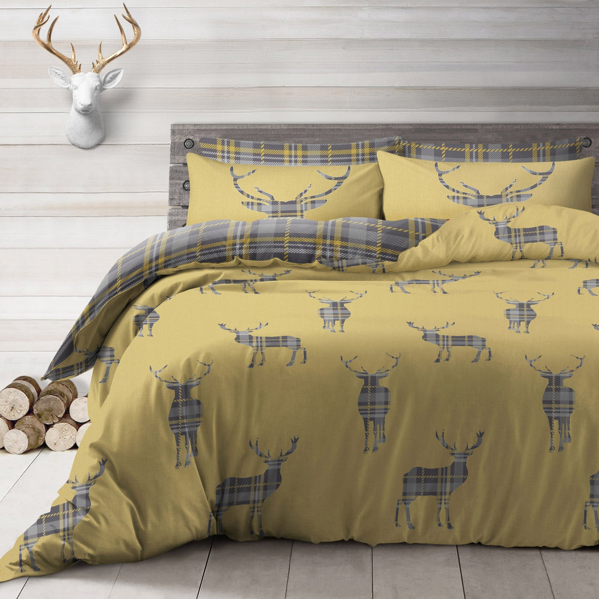 Velosso Stag Reversible Duvet Cover & Pillowcase Set