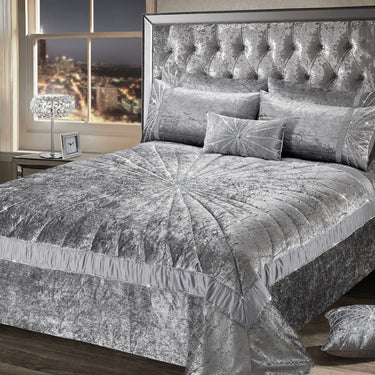 Starburst Crushed Velvet Diamante Quilted Bedspread