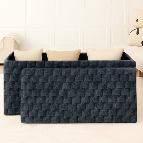 Home Republic Chunky Popcorn Faux Rabbit Fur Storage Ottoman