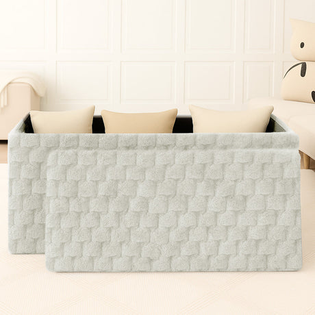 Home Republic Chunky Popcorn Faux Rabbit Fur Storage Ottoman