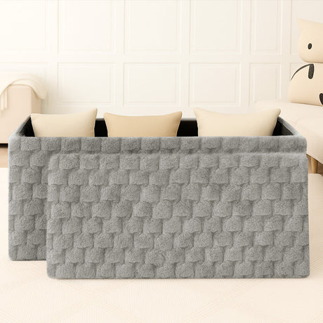 Home Republic Chunky Popcorn Faux Rabbit Fur Storage Ottoman
