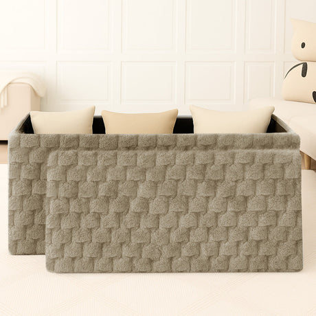 Home Republic Chunky Popcorn Faux Rabbit Fur Storage Ottoman
