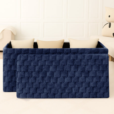 Home Republic Chunky Popcorn Faux Rabbit Fur Storage Ottoman
