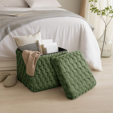 Chunky Popcorn Faux Rabbit Fur Storage Ottoman