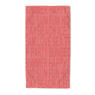 Velosso Salmon Summer Happy Embossed Jacquard Beach Towel