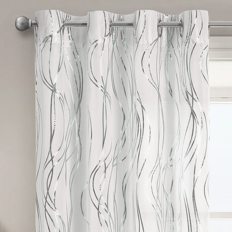 Intimates Swirls Foil Printed Sheer Ringtop Voile Panel
