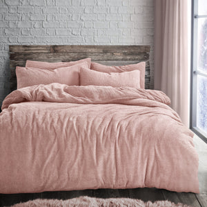 Velosso Plain Teddy Fleece Duvet Cover and Pillowcase Set