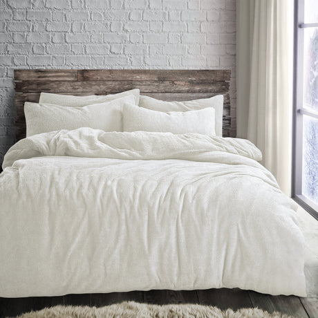 Velosso Plain Teddy Fleece Duvet Cover and Pillowcase Set