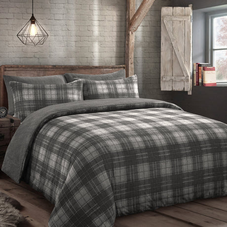 Velosso Check Teddy Duvet Cover & Pillowcase Set