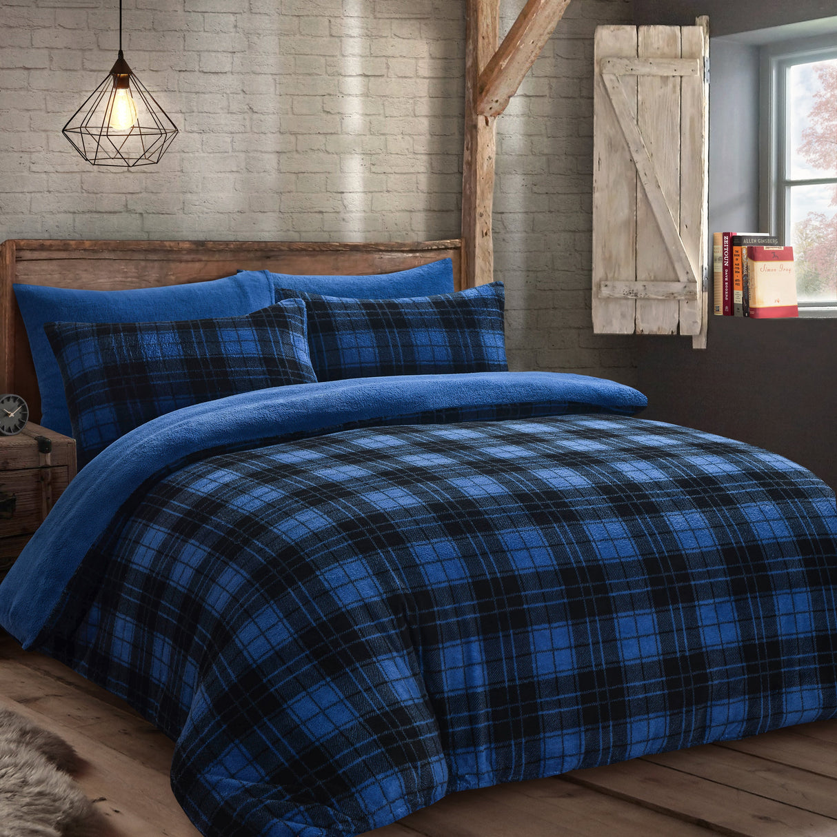 Velosso Check Teddy Duvet Cover & Pillowcase Set
