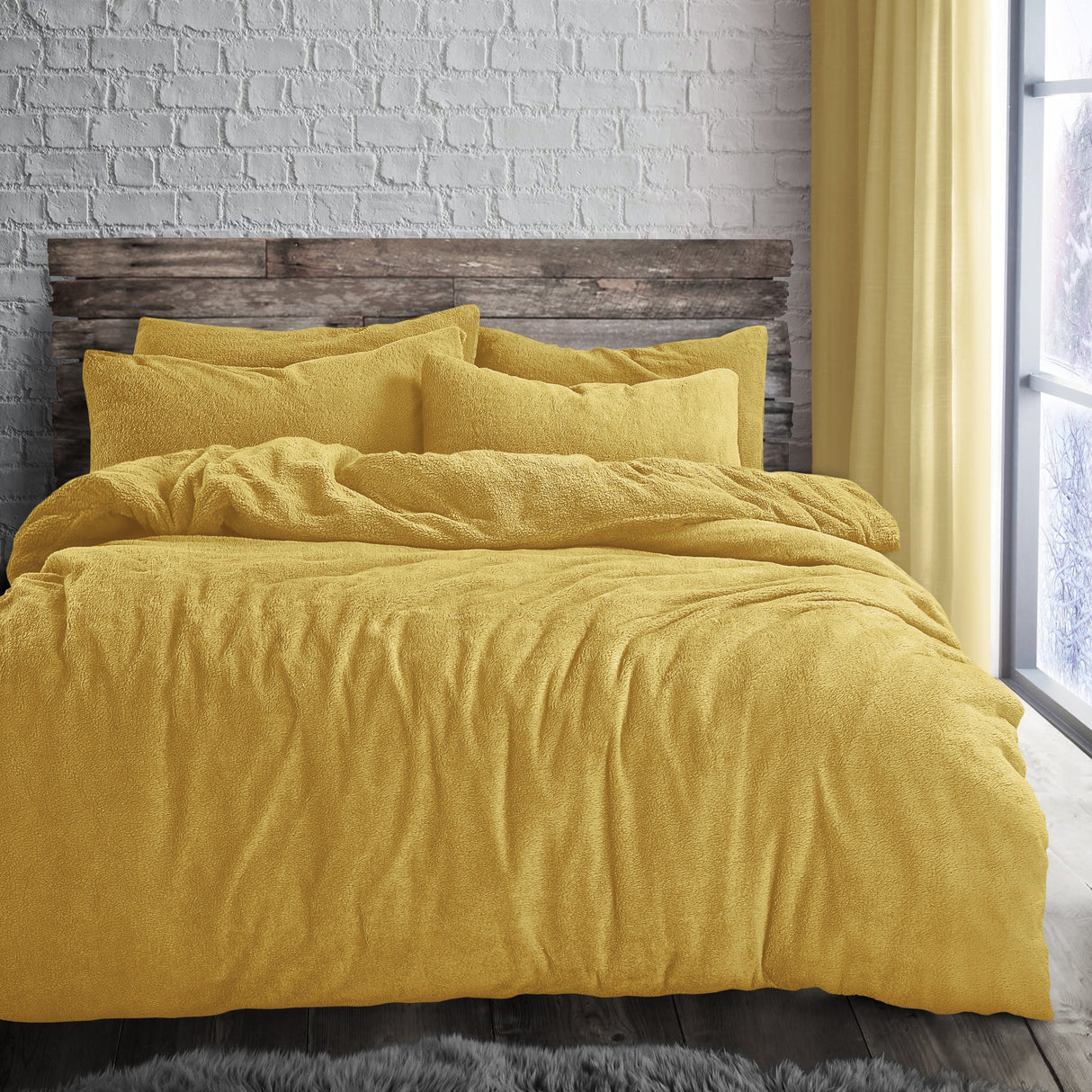 Velosso Plain Teddy Fleece Duvet Cover and Pillowcase Set