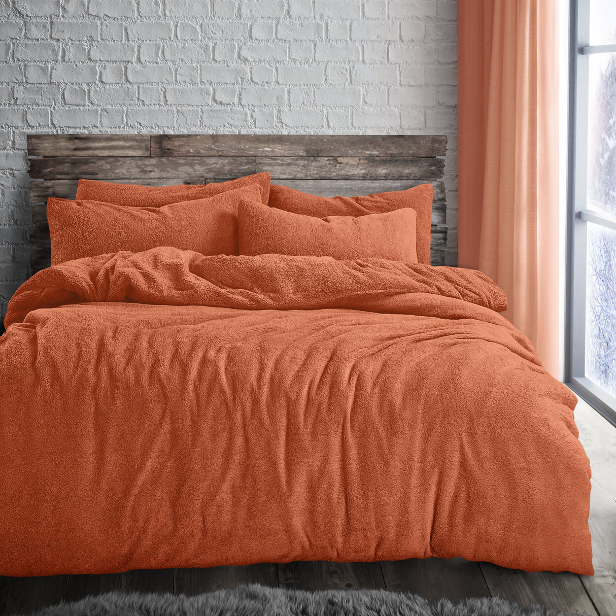 Velosso Plain Teddy Fleece Duvet Cover and Pillowcase Set