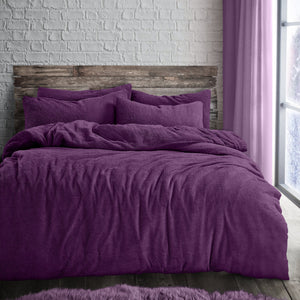 Velosso Plain Teddy Fleece Duvet Cover and Pillowcase Set
