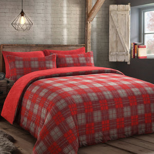 Velosso Check Teddy Duvet Cover & Pillowcase Set