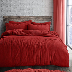 Velosso Plain Teddy Fleece Duvet Cover and Pillowcase Set