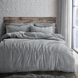 Velosso Plain Teddy Fleece Duvet Cover and Pillowcase Set