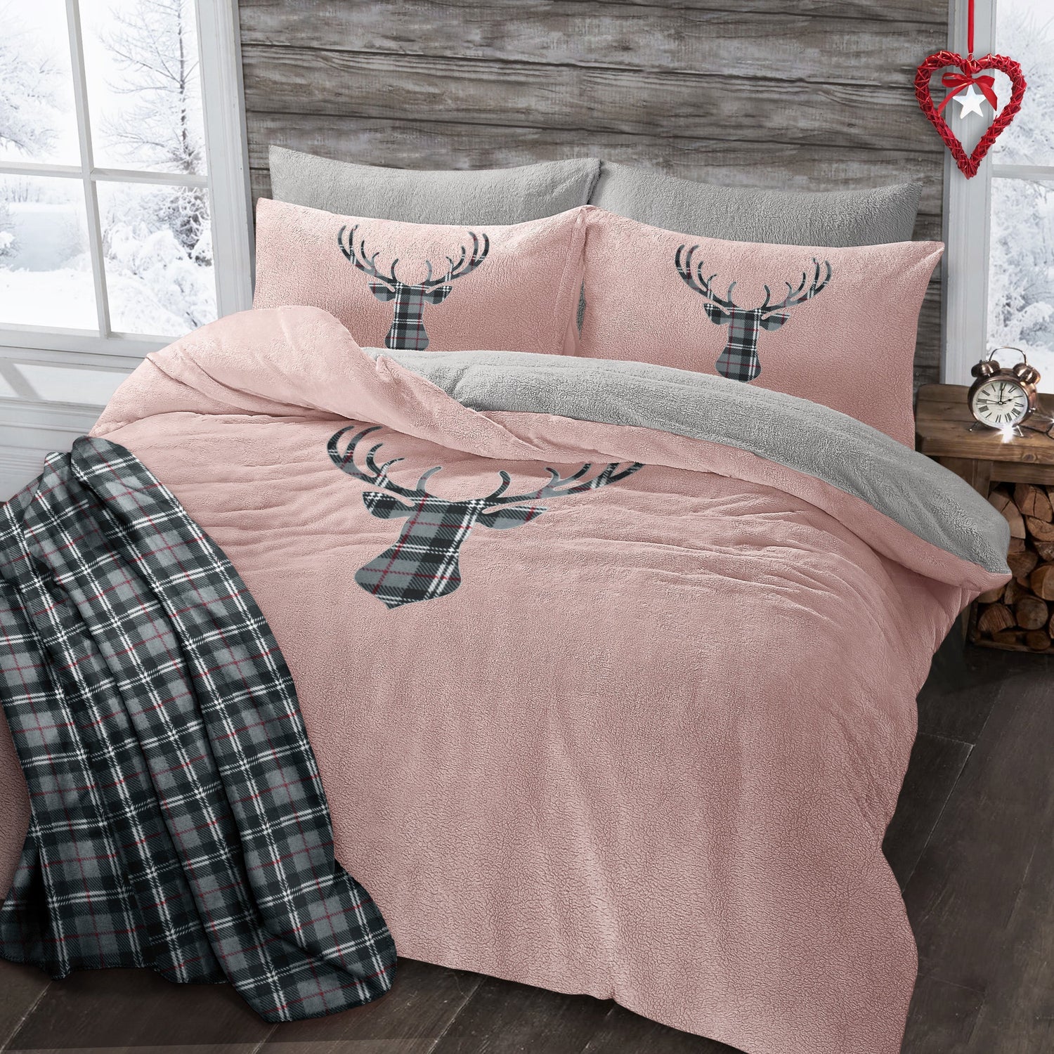 Velosso Stag Head Teddy Duvet Cover & Pillowcase Set