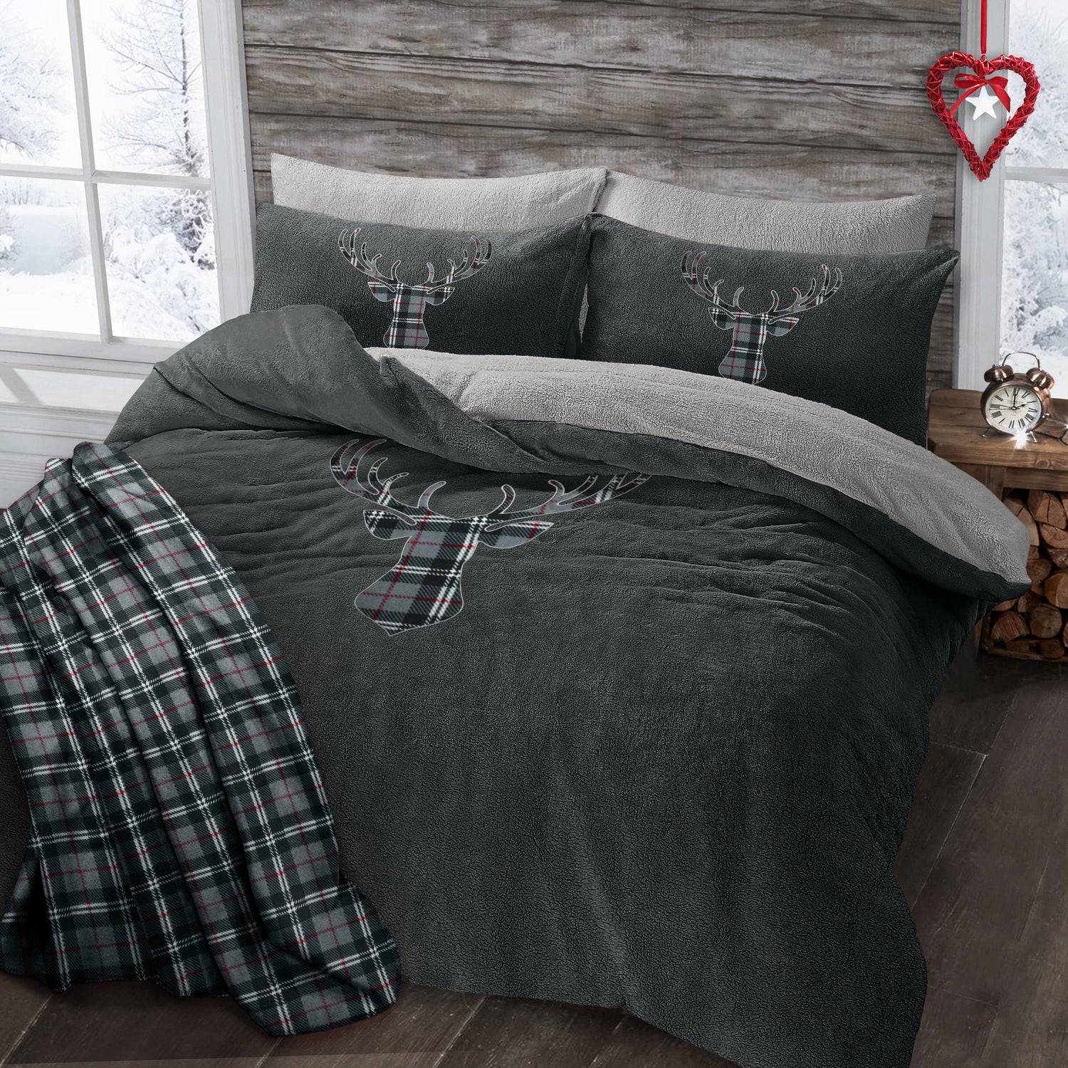 Velosso Stag Head Teddy Duvet Cover & Pillowcase Set