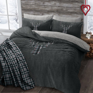 Velosso Stag Head Teddy Duvet Cover & Pillowcase Set