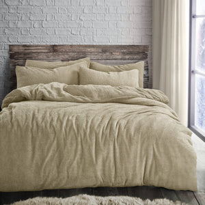 Velosso Plain Teddy Fleece Duvet Cover and Pillowcase Set
