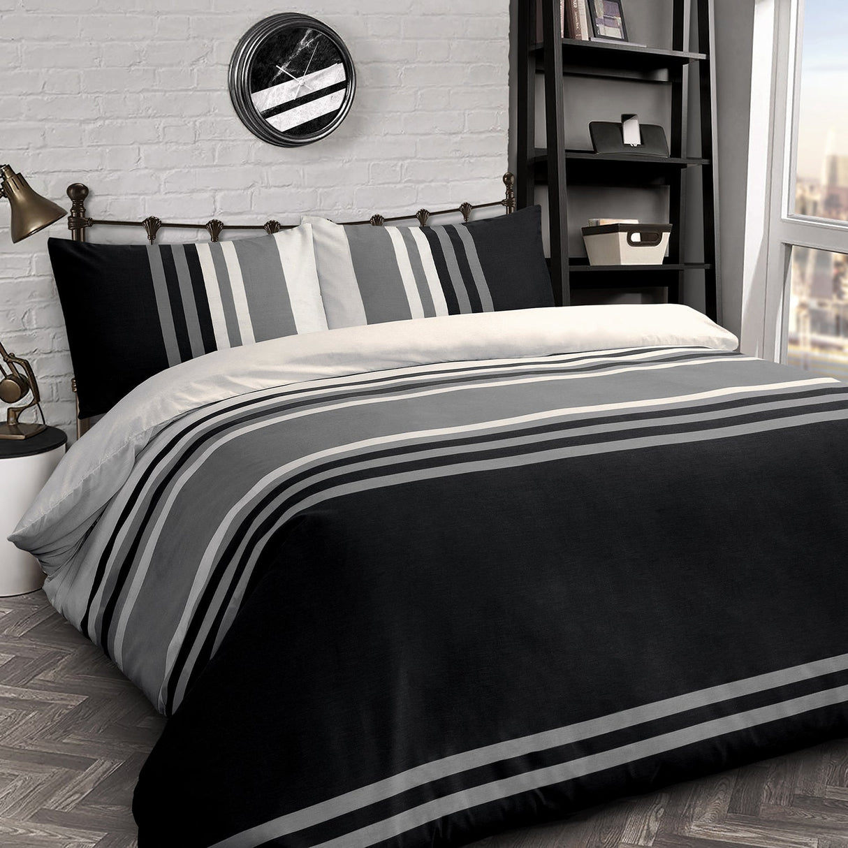 Velosso Tonal Stripe Duvet Cover & Pillowcase Set
